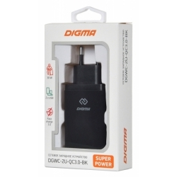 Сетевое зарядное устройство Digma DGWC-2U-QC3.0-BK 3A универсальное, черный