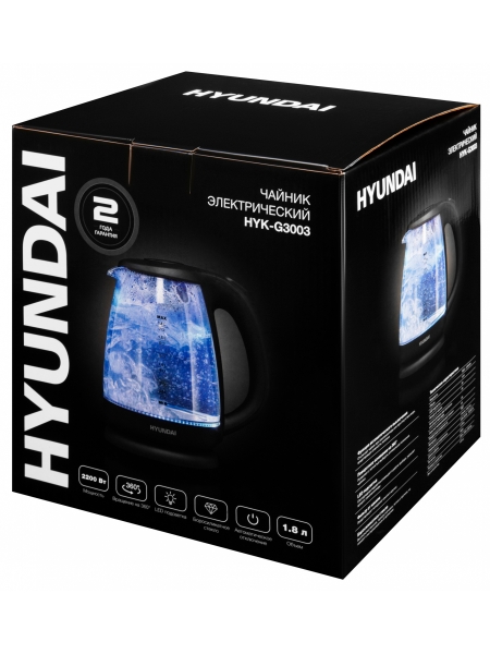 Чайник электрический Hyundai HYK-G3003 черный