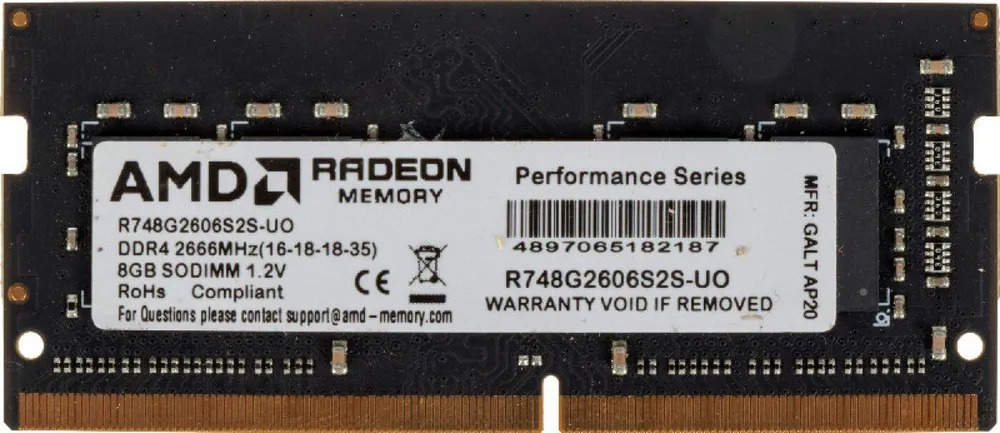 Память DDR4 AMD 8Gb 2666MHz R748G2606S2S-U Radeon R7 Performance Series RTL PC4-21300 CL16 SO-DIMM 260-pin 1.2В