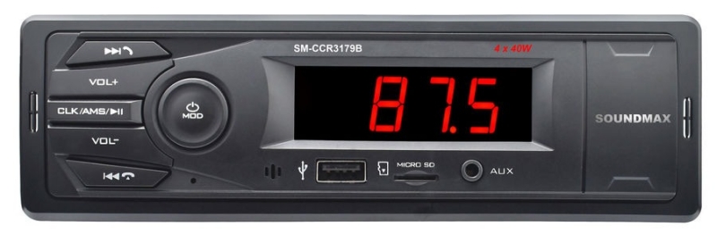 Автомагнитола Soundmax SM-CCR3179B 1DIN 4x40Вт, черный