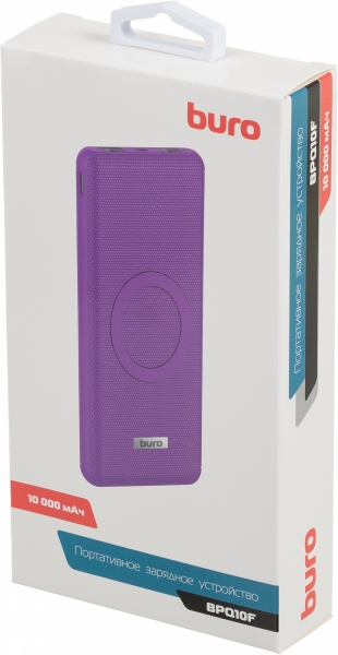 Мобильный аккумулятор Buro BPQ10F 10000mAh фиолетовый (BPQ10F18PVL)