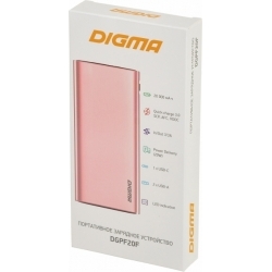 Мобильный аккумулятор Digma DGPF20F 20000mAh розовый (DGPF20F22APN)