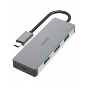 Разветвитель USB-C Hama H-200105 4порт, серый 