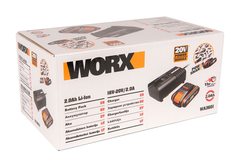 Комплект WORX WA3601 (1 акб 2Ач и ЗУ на 2А)