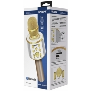 Микрофон для караоке SVEN MK-950, белый-золотой (6 Вт, Bluetooth, microSD, 1200мА*ч) SV-017590