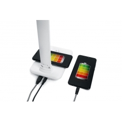 Настольный складной диммируемый светильник FERON 25W,3000-6000К, беспроводная зарядка и USB порт, белый DE1728 41452