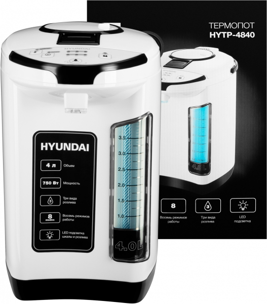 Термопот Hyundai HYTP-4840 4л. 750Вт белый/черный