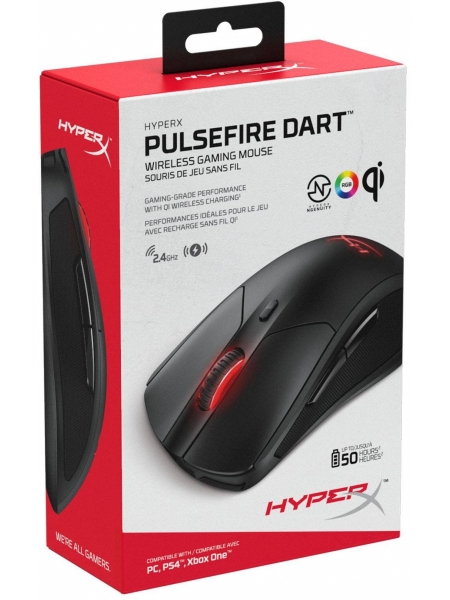 Мышь HyperX Pulsefire Dart черный оптическая (16000dpi) silent беспроводная USB2.0 (6but)