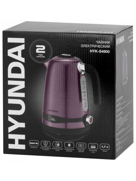 Чайник электрический Hyundai HYK-S4800 фиолетовый/черный
