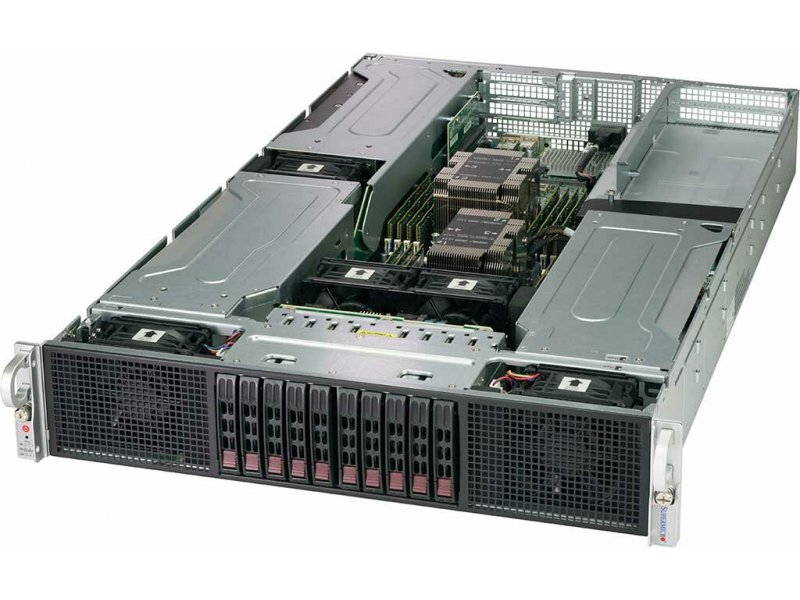 Supermicro SuperServer 2U 2029GP-TR noCPU(2)Scalable/TDP 70-205W/ no DIMM(16)/ SATARAID HDD(8)SFF/ supporting up to 6 GPUs/ 2x2000W