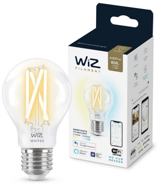 Лампа светодиодная WiZ Wi-Fi BLE 60WA60E27927-65CL1PF/6 (929003017201)