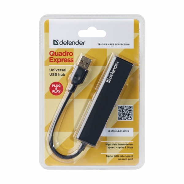 Универсальный USB разветвитель Quadro Express USB3.0, 4 порта DEFENDER (832045)