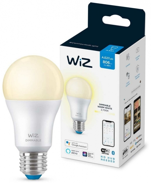 Лампа светодиодная WiZ Wi-Fi BLE 60W A60 E27 927 DIM1PF/6 (929002450202)