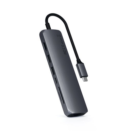 USB-C адаптер Satechi Type-C Slim Multiport with Ethernet Adapter. Цвет серый космос.