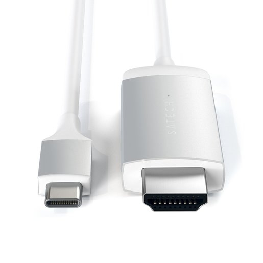 Кабель Satechi USB Type-C to HDMI 4K. Поддержка разрешения 4K. Длина 1,8 м. Цвет серебряный.