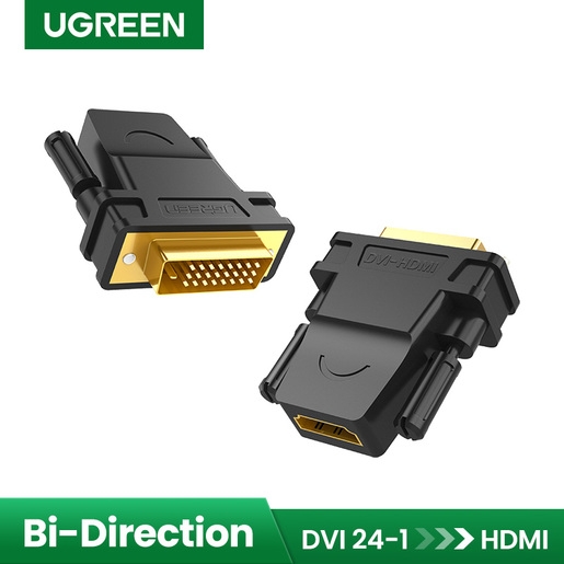 Адаптер UGREEN 20124 DVI 24+1 Male to HDMI Female. Цвет: черный