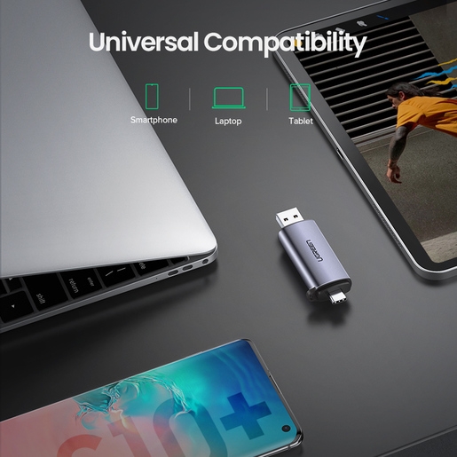 Кардридер UGREEN CM185 (50706) USB-C/USB-A Card Reader. Цвет: серый