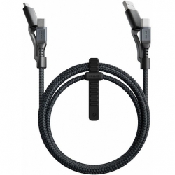 Кабель Nomad Universal Cable Kevlar 3 in 1. Основной кабель Type-C to Type-C, переходники USB-A, Micro USB. Материал кевлар. Длина 1.5 м. Цвет чёрный.