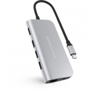 USB Хаб Hyper HyperDrive POWER 9 in 1 Hub для USB-C iPad/MacBook Pro/MacBook Air и других устройств с портом USB-C. Порты: HDMI 4K30Hz, 3 x USB-A 3.0 5Gbps, Micro SD, SD, USB-C PD 60W, Gigabit Ethernet, 3.5mm Audio Jack. Цвет серебряный.