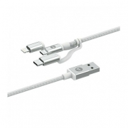 Кабель 3в1 Mophie USB-A to Lightning/Micro USB/USB-C. Длина 1м. Цвет белый.