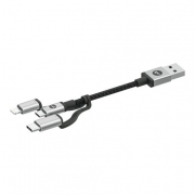 Кабель 3в1 Mophie USB-A to Lightning/Micro USB/USB-C. Длина 1м. Цвет черный.