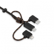 Универсальный зарядный кабель 3 в 1 Moshi Universal Cable. Разъемы Lightning, USB-C и Micro USB. Длина 1 м. Цвет черный.