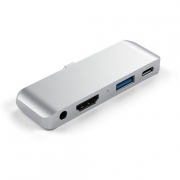 Адаптер Satechi Aluminum Type-C Mobile Pro Hub Adapter для new iPad Pro с разъемом Type-C и других планшетов с разъемом Type-C. Цвет серебряный.