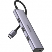 USB-Хаб UGREEN CM473 (20841) USB-C to 4*USB 3.0 Hub. Цвет: серый