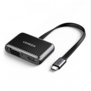 Адаптер UGREEN CM303 (70549) USB-C to HDMI+VGA Adapter Flat Cable. Цвет: черный