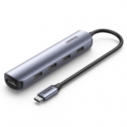 Адаптер UGREEN CM417 (20197) USB-C to 4*USB 3.0+HDMI Adapter.  Цвет: серый