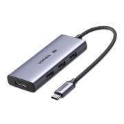 Адаптер UGREEN CM500 (50629) USB-C to 3×USB 3.0+HDMI Multifunction Adapter (8K@30Hz) Цвет: серый