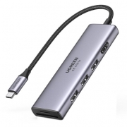 Адаптер UGREEN CM511 (60383) USB-C Multifunction Adapter. Цвет: серый космос