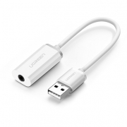 Кабель UGREEN US206 (30712) USB A Male to 3.5 mm Aux Cable. Цвет: белый
