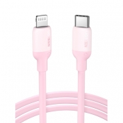 Кабель силиконовый UGREEN US387 (60625)  USB-C to Lightning Silicone Cable.  Длина 1 м. Цвет: розовый