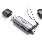 Кардридер UGREEN CM185 (50706) USB-C/USB-A Card Reader. Цвет: серый