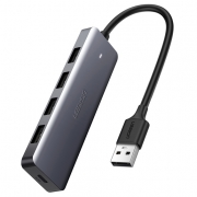 Хаб UGREEN CM219 (50985) 4-Port USB3.0 Hub with USB-C Power Supply. Цвет: серый