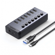 Хаб UGREEN CM481 (30778) 7-Port USB 3.0 Hub  USB-B to USB 3.0 Male Cable. Цвет: черный
