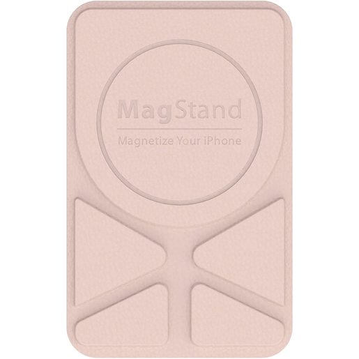 Магнитное крепление-подставка SwitchEasy MagStand Leather Stand для зарядного устройства Apple MagSafe. Совместимо с Apple iPhone 13&12&11. Внешняя отделка: искусственная кожа (полиуретан). Цвет: розовый.