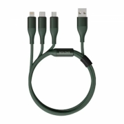 Кабель 3 in 1 зарядный USB Lightning/Micro/Type-C  Xiaomi (Mi) SOLOVE 120 см 5V 2,4А нейлоновая оплетка (DW2 Green), техпак зеленый