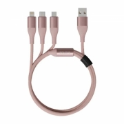 Кабель 3 in 1 зарядный USB Lightning/Micro/Type-C  Xiaomi (Mi) SOLOVE 120 см 5V 2,4А нейлоновая оплетка (DW2 Pink), техпак розовый