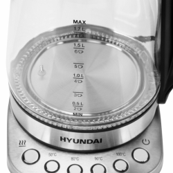 Чайник электрический Hyundai HYK-G3026 1.7л. 2200Вт, серебристый
