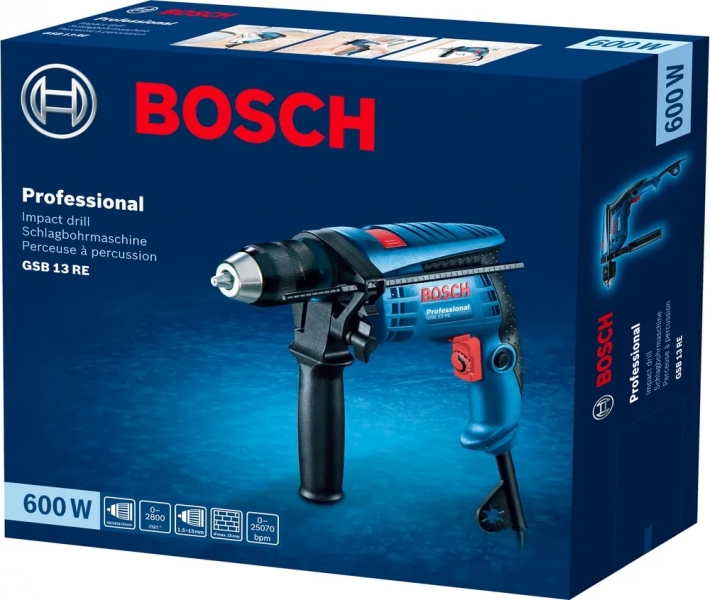 Дрель ударная Bosch GSB 13 RE, картон (0601217100)