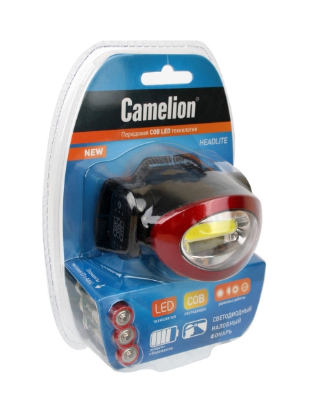 Фонарь налобный Camelion LED5382 черный/красный (13366)