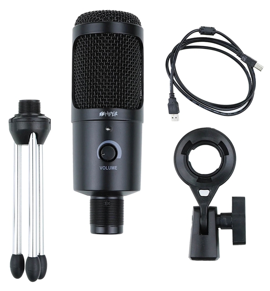 Microphone Hiper Broadcast Solo H-M001, USB interface, metal body, tripod included