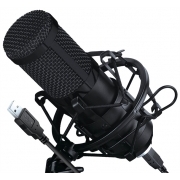 Microphone Hiper Broadcast Pro Set H-M003, USB interface, metal body, wind protection + flexible metal holder + mechanical filter included