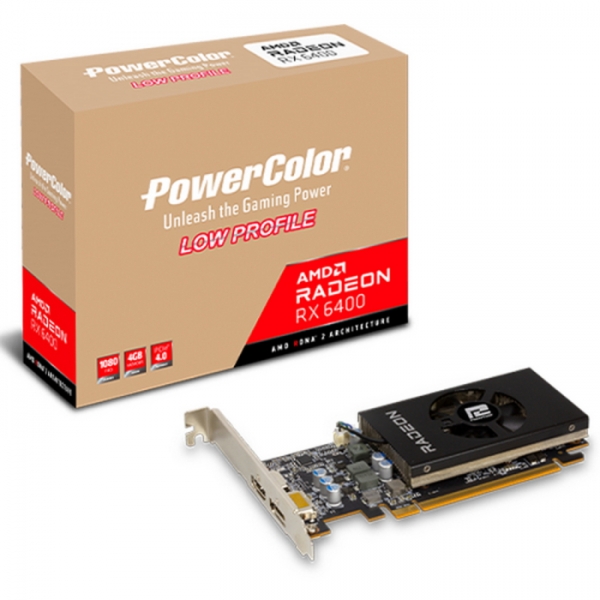 Видеокарта PowerColor Radeon RX 6400 Low Profile 4GB (AXRX 6400 LP 4GBD6-DH)