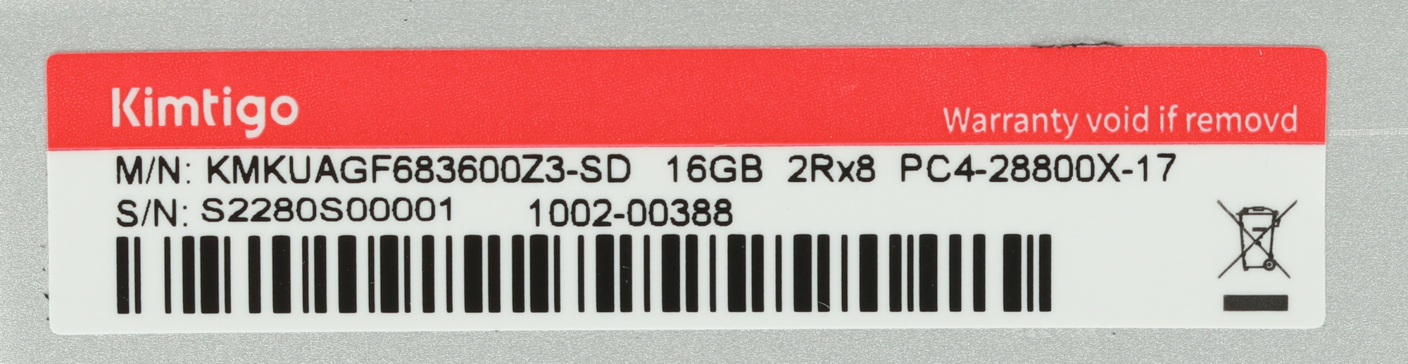 Память Kimtigo DDR4 3600MHz PC4-21300 (KMKUAGF683600Z3-SD)