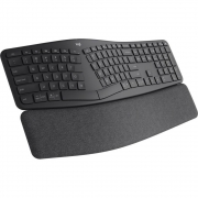 Клавиатура беспроводная Logitech Ergo K860 [920-010110] черная, беспроводная Bluetooth+2.4G, 111 клавиш (6 дополнительных) ножничный механизм, эргономичная конструкция, подставка под запястья, питание 2 елемента AA