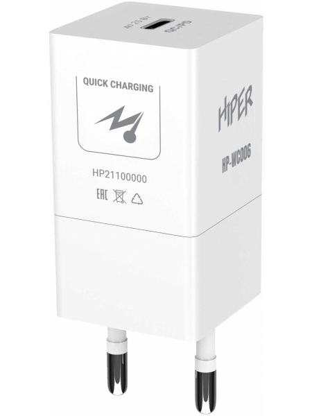 Сетевое зарядное устройство Hiper HP-WC006 PD+QC белый