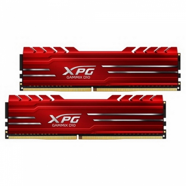32GB ADATA DDR4 3200 DIMM XPG GAMMIX D10 Red Gaming Memory AX4U320016G16A-DR10 Non-ECC, CL16, 1.35V, Heat Shield, Kit (2x16GB), RTL (931665)
